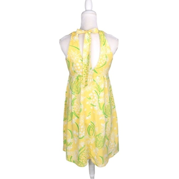 Lilly Pulitzer yellow green white knit tank dress Noella small halter open back - Picture 11 of 15